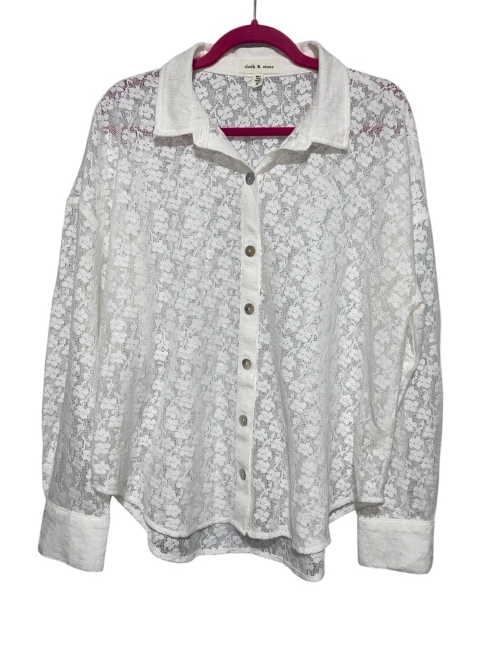 Cloth & Stone White Button Down Long Sleeve XL Coastal Minimalist Feminine Top - Picture 3 of 9